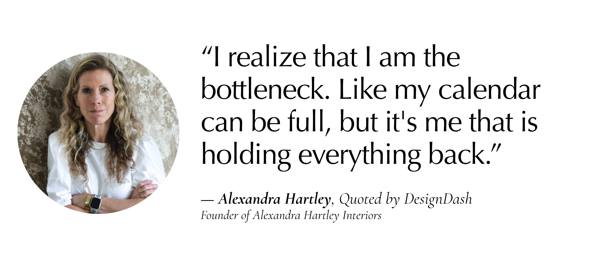 a typed quote with a headshot bubble to the left