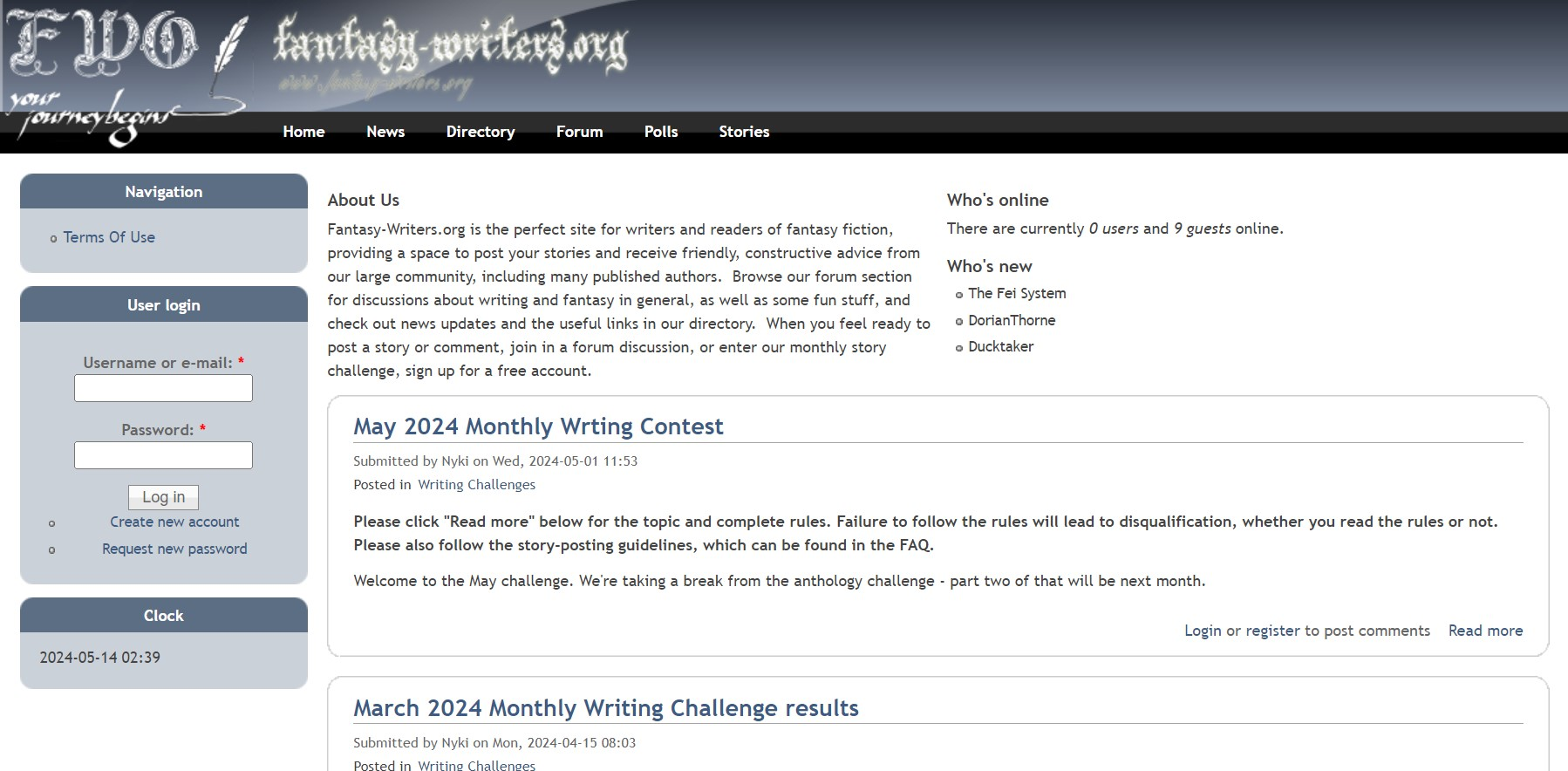 fantasy-writers.org screenshot