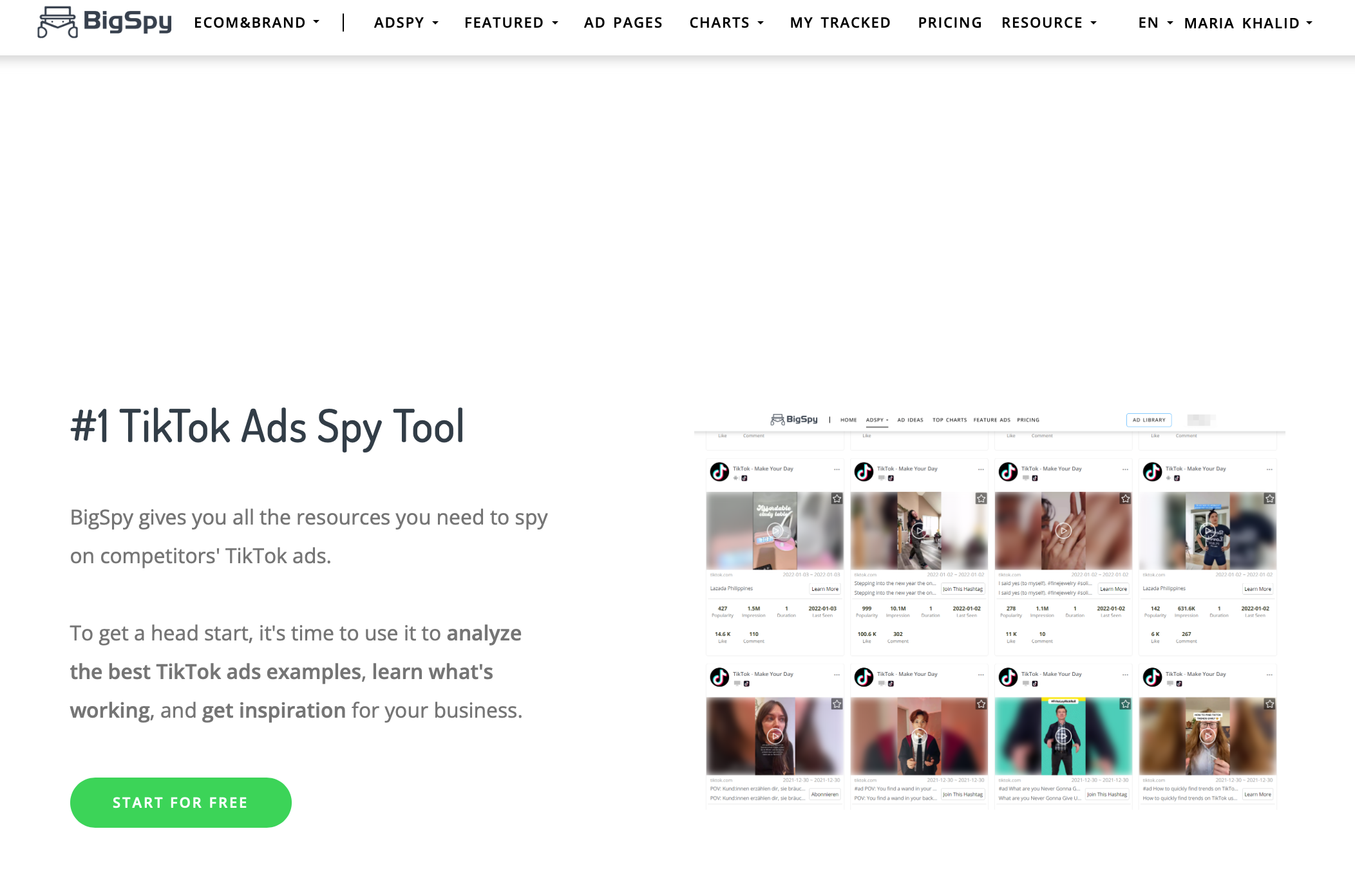 tiktok spy tool - bigspy 