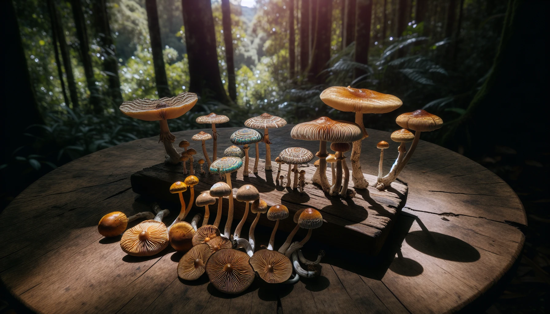 Psilocybin mushrooms on a table