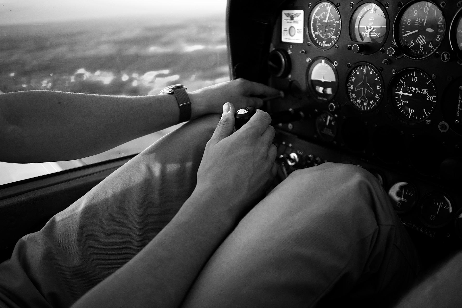 A student pilot learning to fly a small airplane