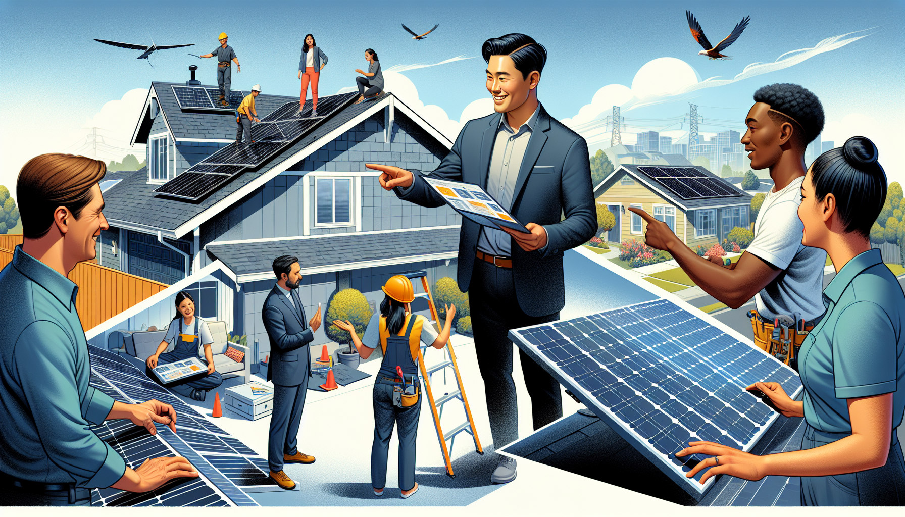 Illustration of comprehensive solar services