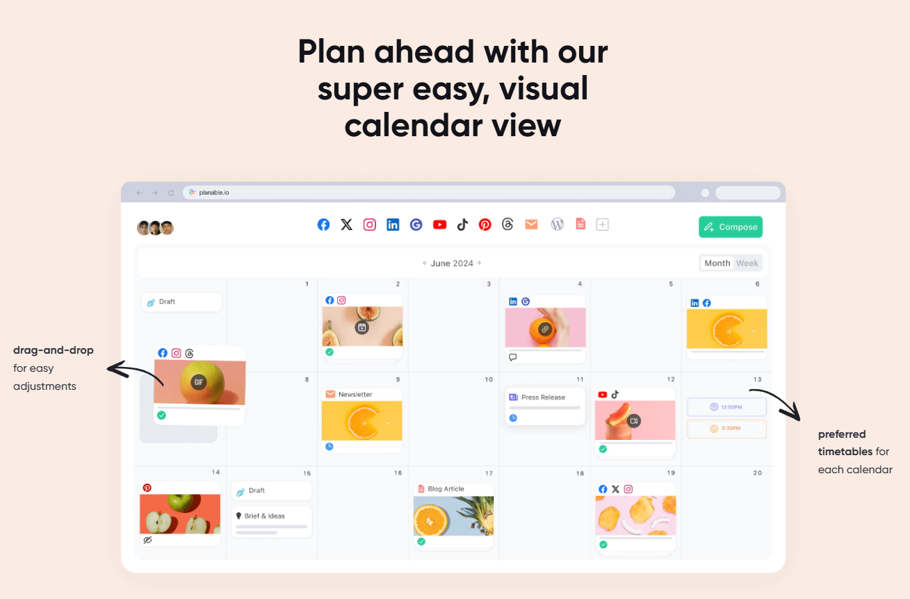 Planable: social media calendar