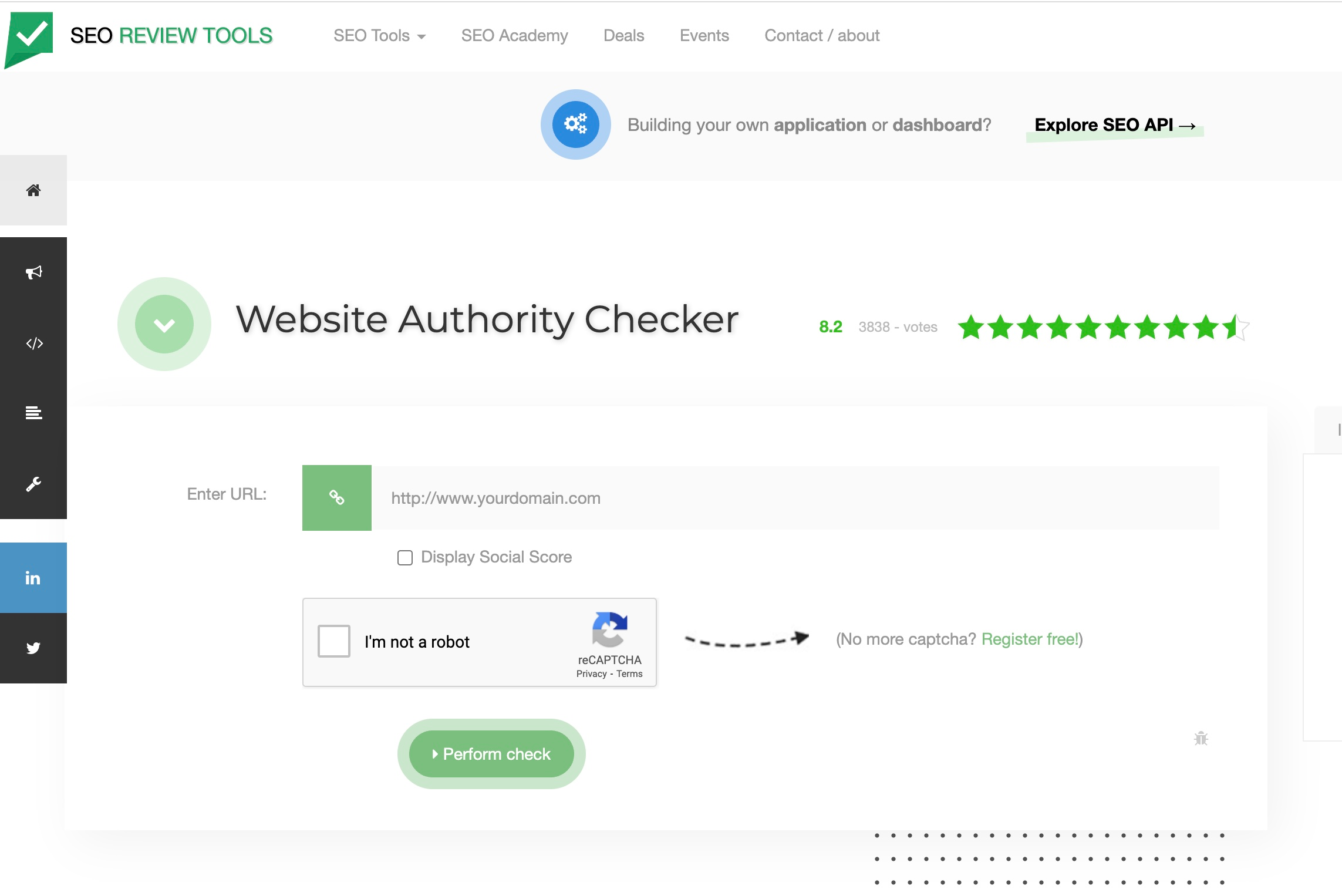 SEO review tools domain authority checker