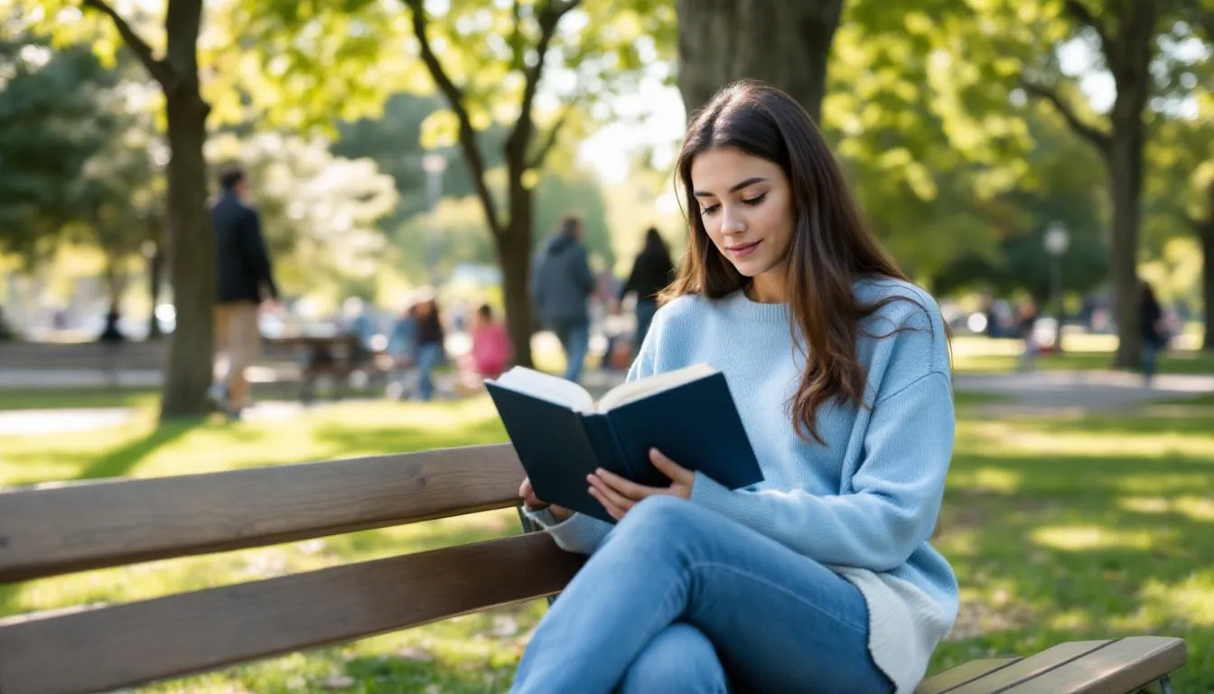 A person is sitting comfortably in a cozy chair, deeply engaged in reading a book, which captures the reader's attention with its compelling story. The scene conveys a tranquil atmosphere, inviting viewers to appreciate the importance of reading and learning.