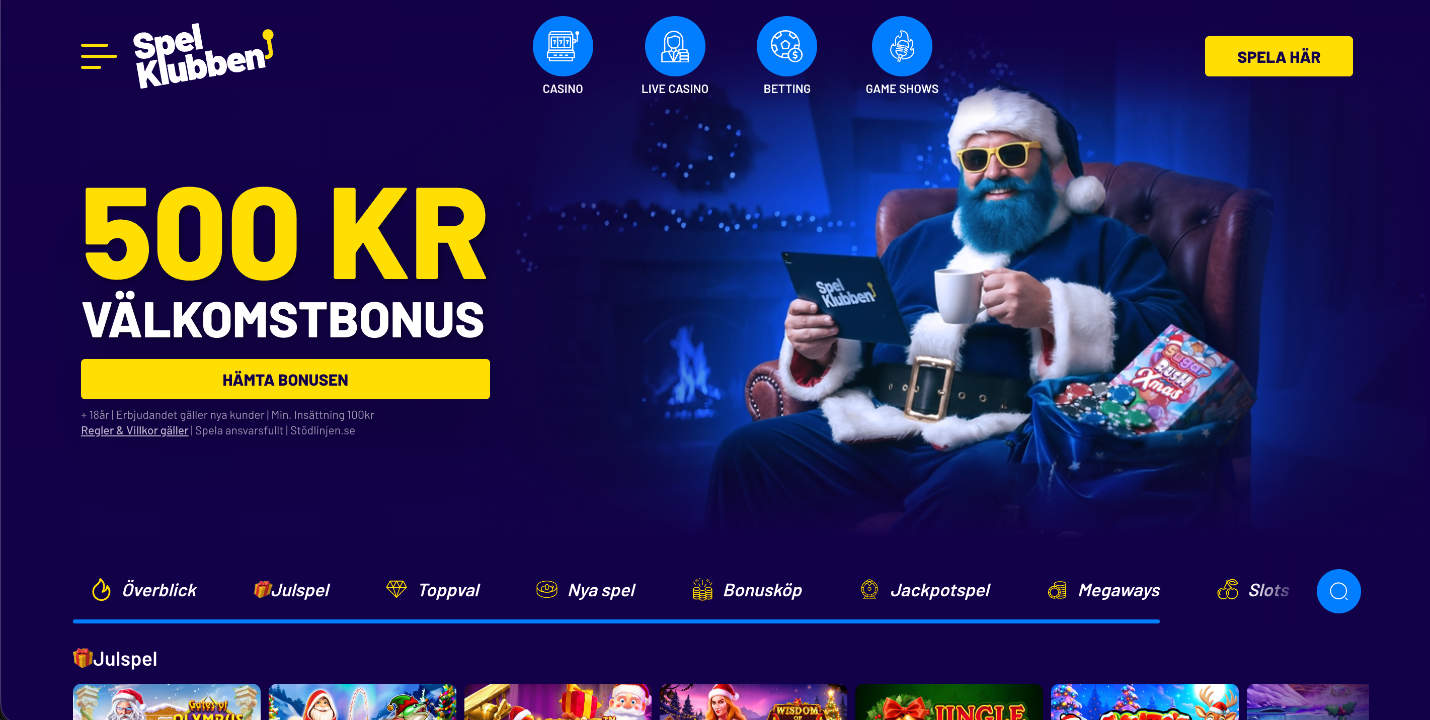 Spelklubben Casinos startsida