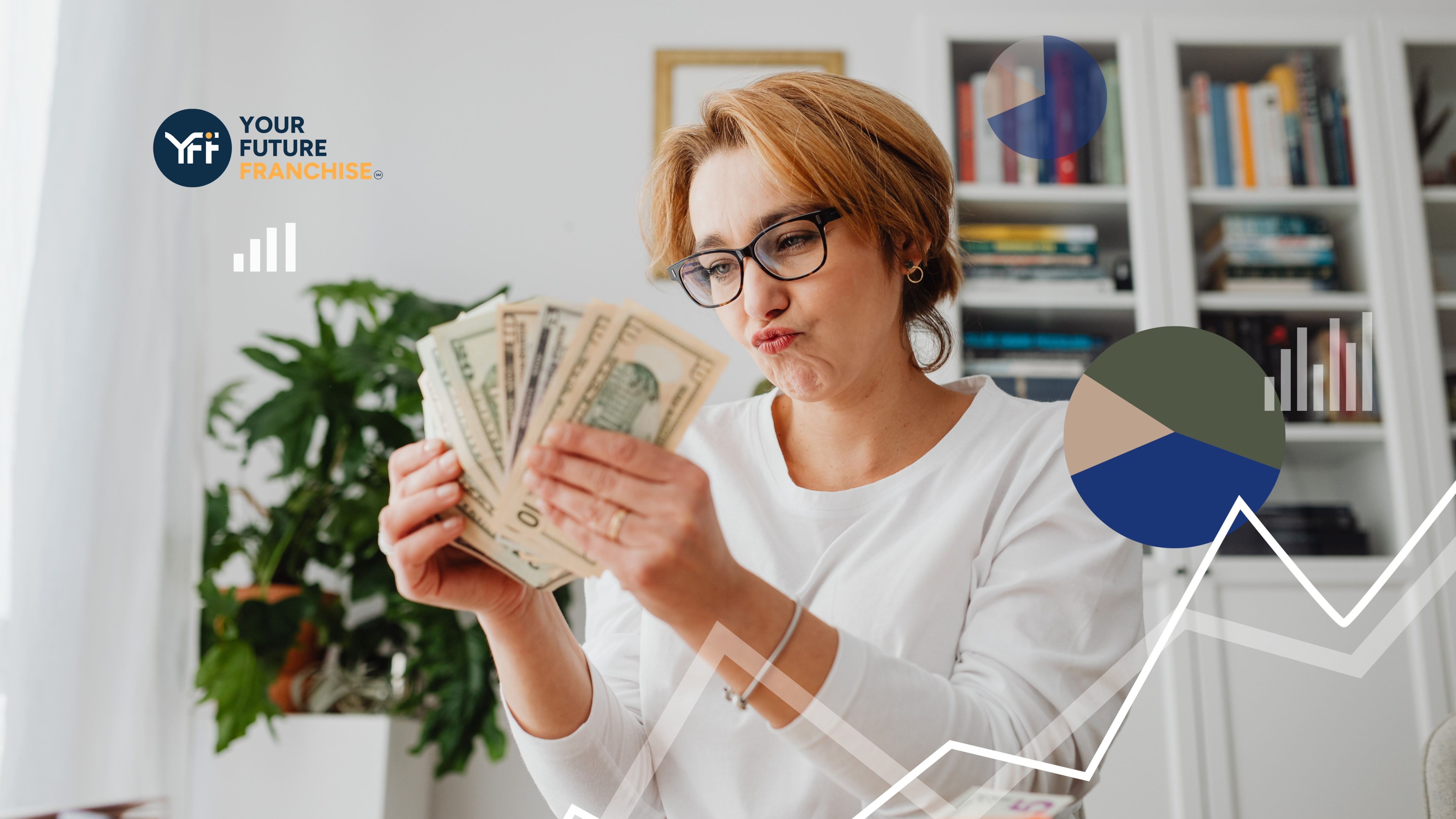 A women look at how much revenue she has made.