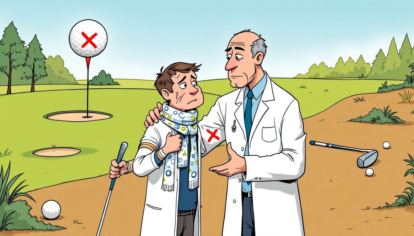 Golf and Shoulder Pain : Causes, Treatments, Solutions 2 A physical therapist assisting a golfer with shoulder rehabilitation exercises.
