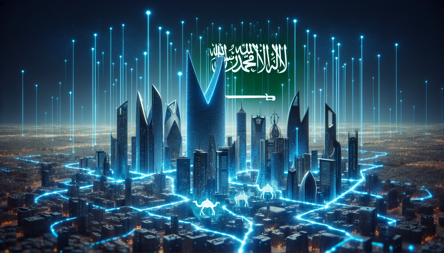 Abstract digital illustration representing Saudi Arabia's digital transformation