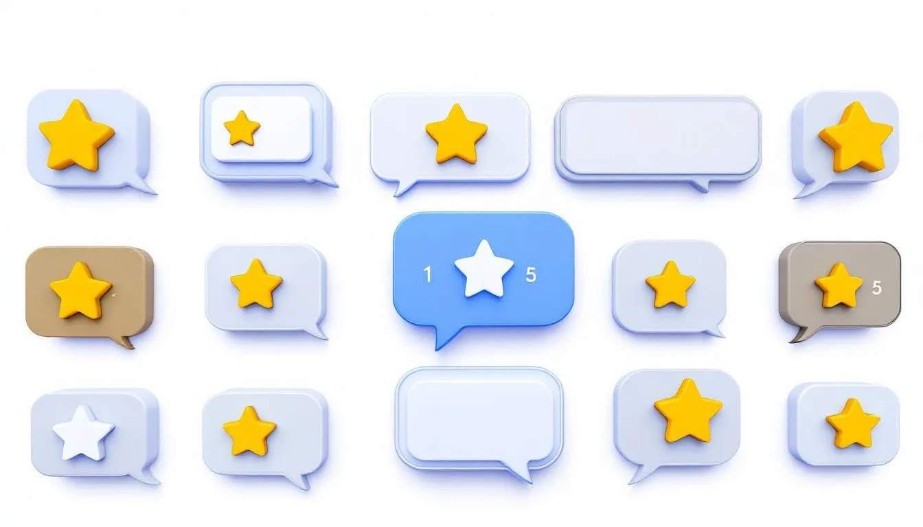 The image features various chat bubbles displaying star ratings from 1 to 5 to show customer messages about worst and best part of a product, helping other users discover if they should send or cancel an order, arranged by date.