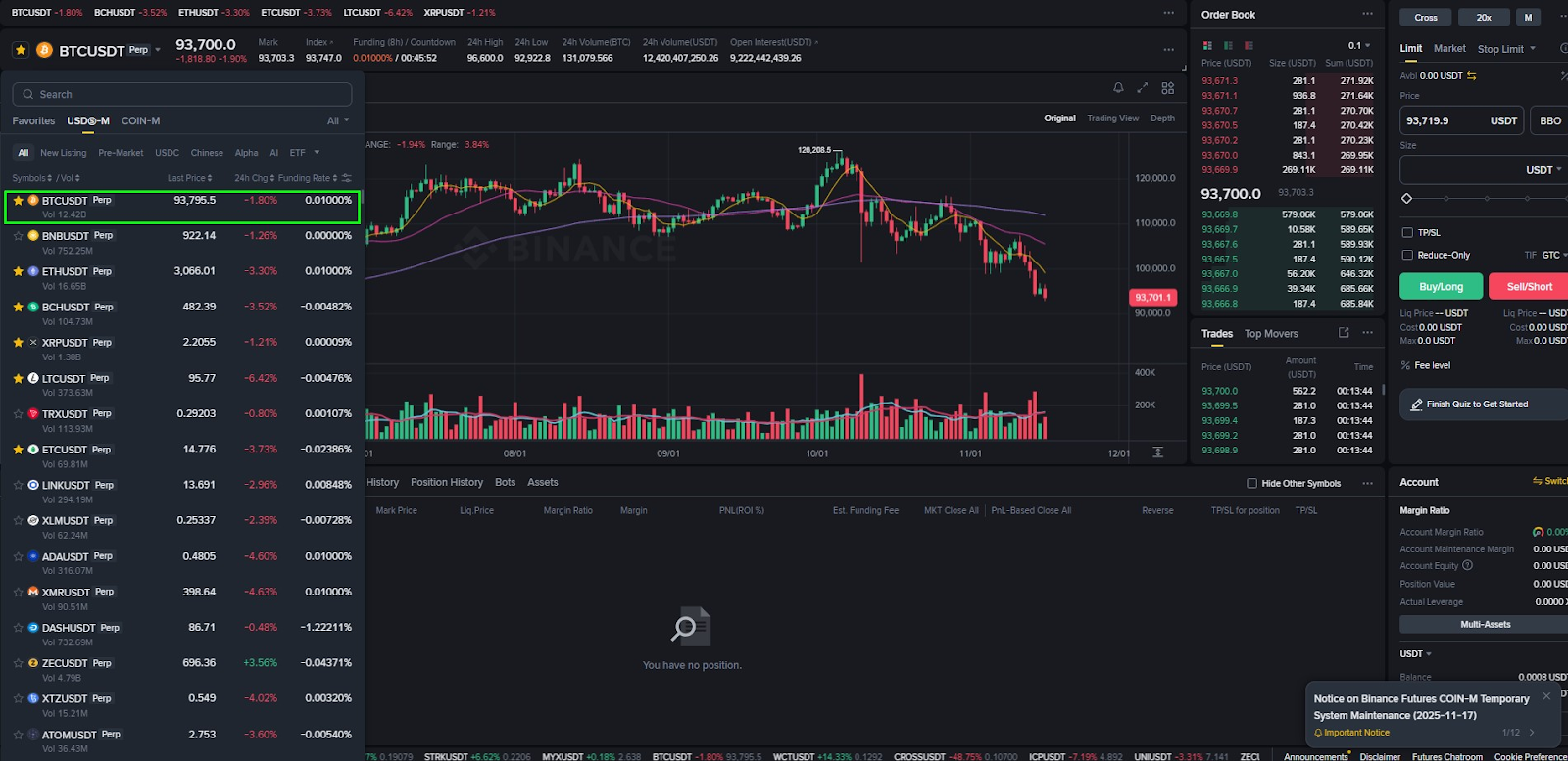 Binance - Choose a Trading Pair