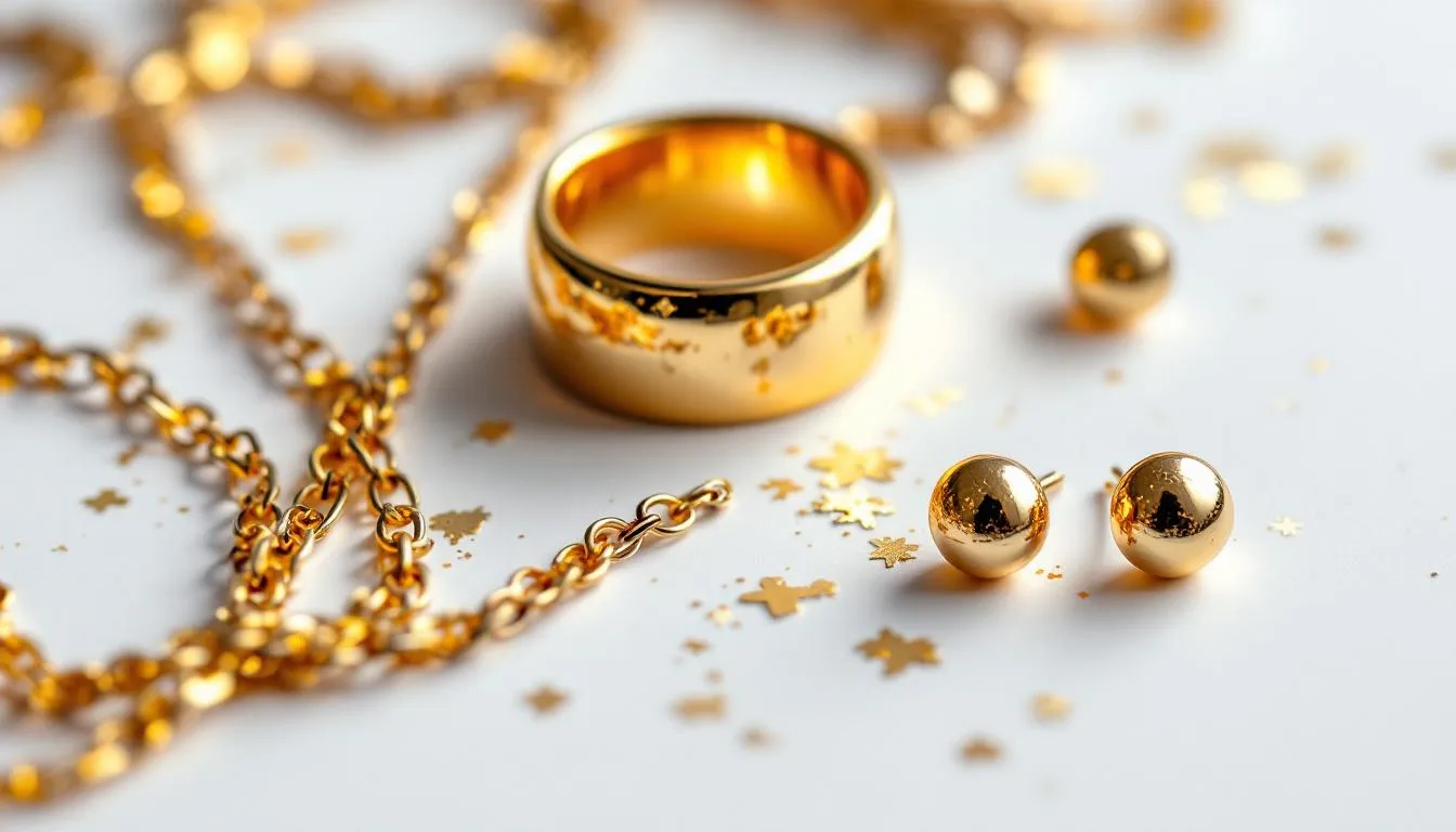 The image showcases a variety of gold plated jewelry pieces, highlighting their durability and longevity. These elegant items feature a thin layer of gold over a sterling silver base, offering a cost-effective alternative to solid gold while maintaining a stunning appearance suitable for everyday wear.