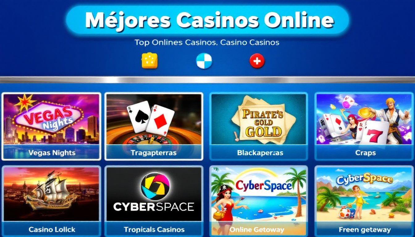 Variedad de juegos disponibles en los mejores casinos online, incluyendo tragaperras y ruletas.