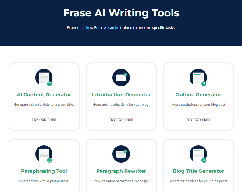 Frase free AI writing tools