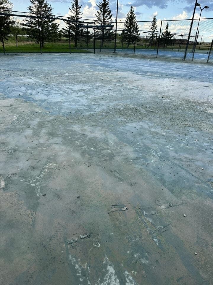 Worn Down Tennis Court ready to be resurfaced