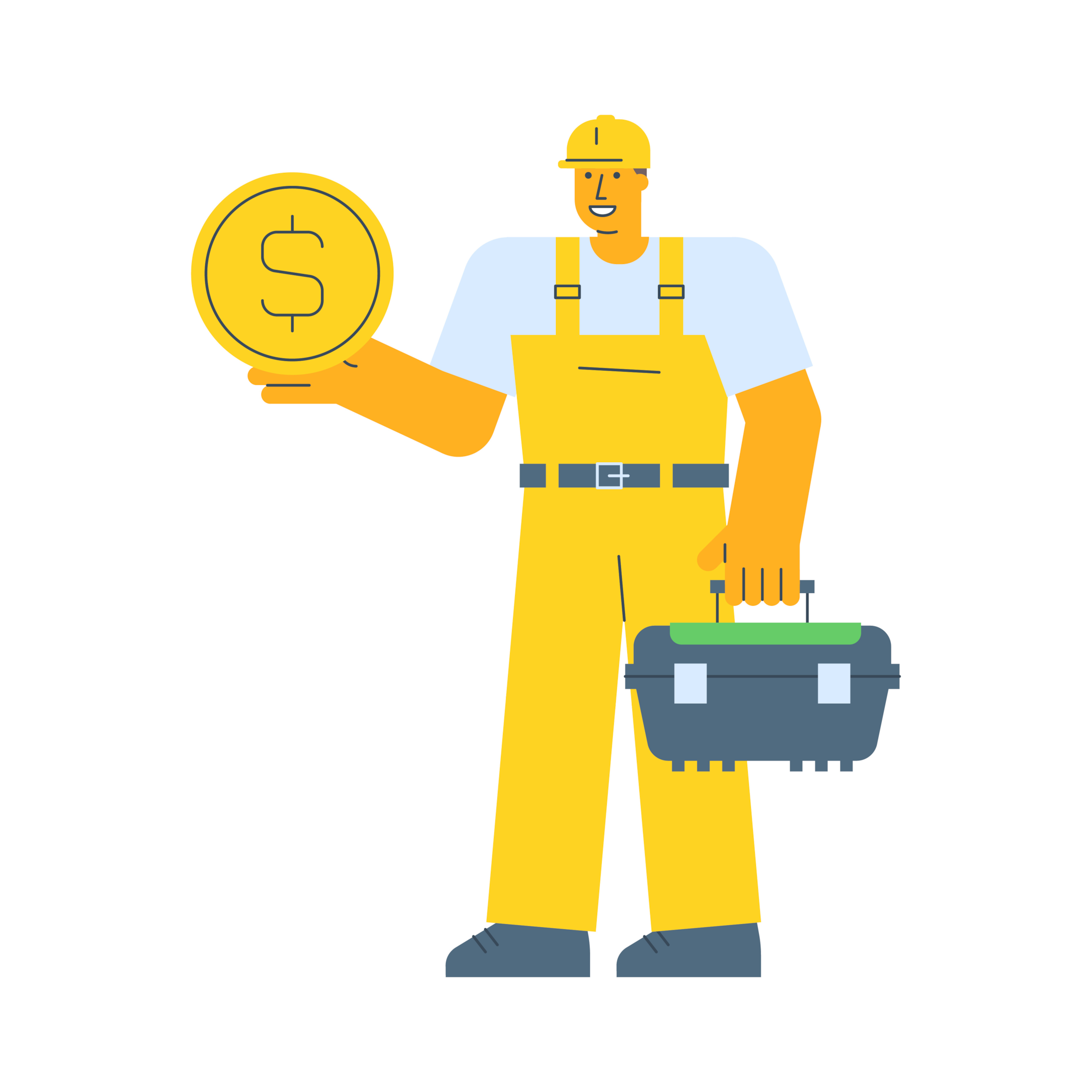 A picture of a contractor with a dollar sign