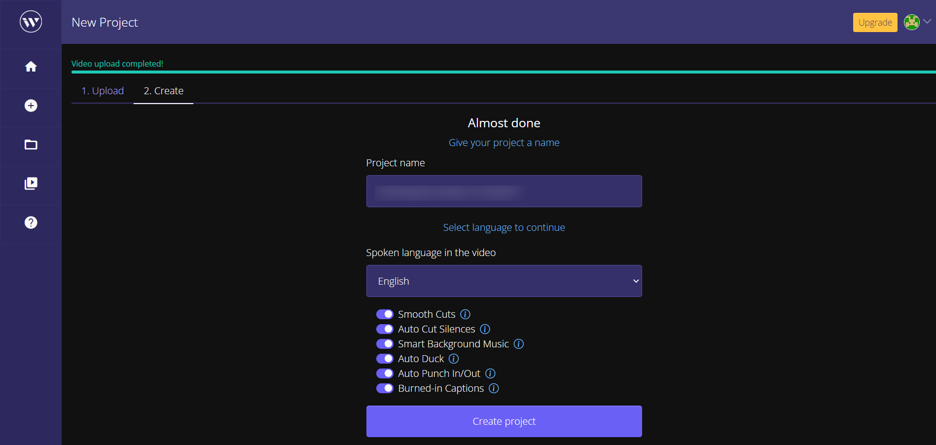 Seclect your editing options in Wisecut