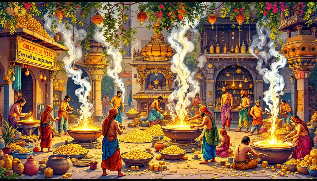 The step-by-step process of refining precious metals, illustrated with refining equipment.