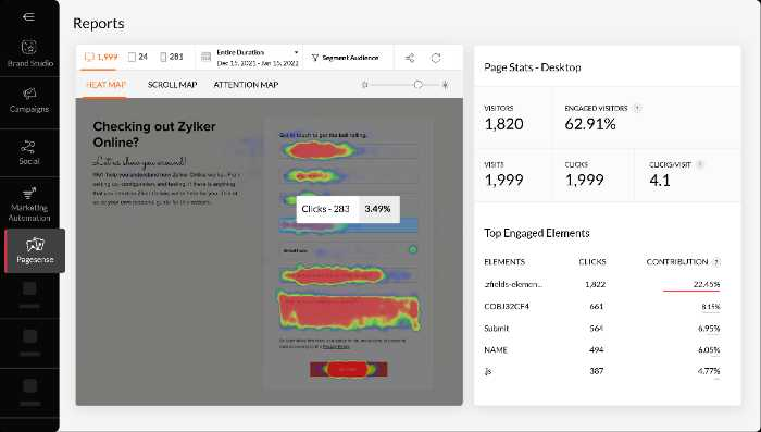 Zoho Pagesense heatmap