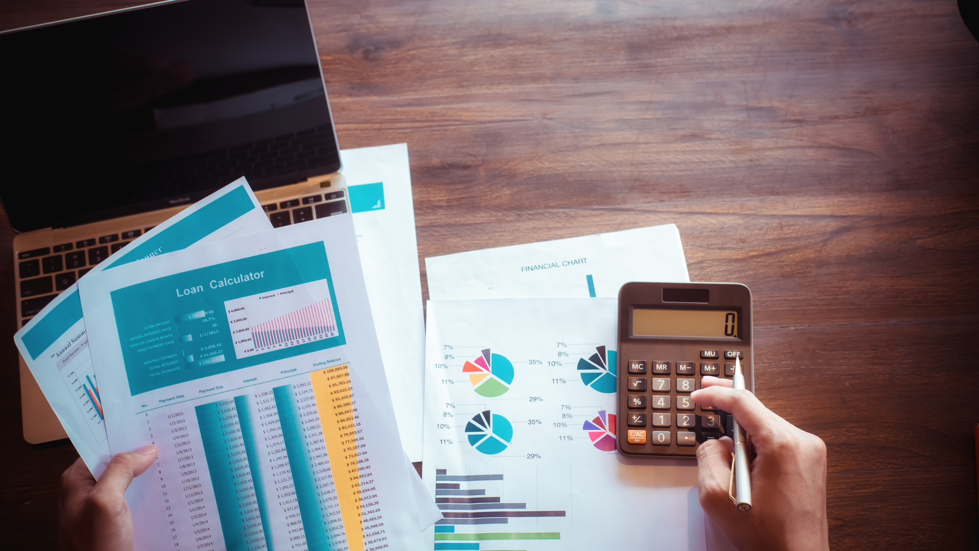 A person looking at a graph of different types of income