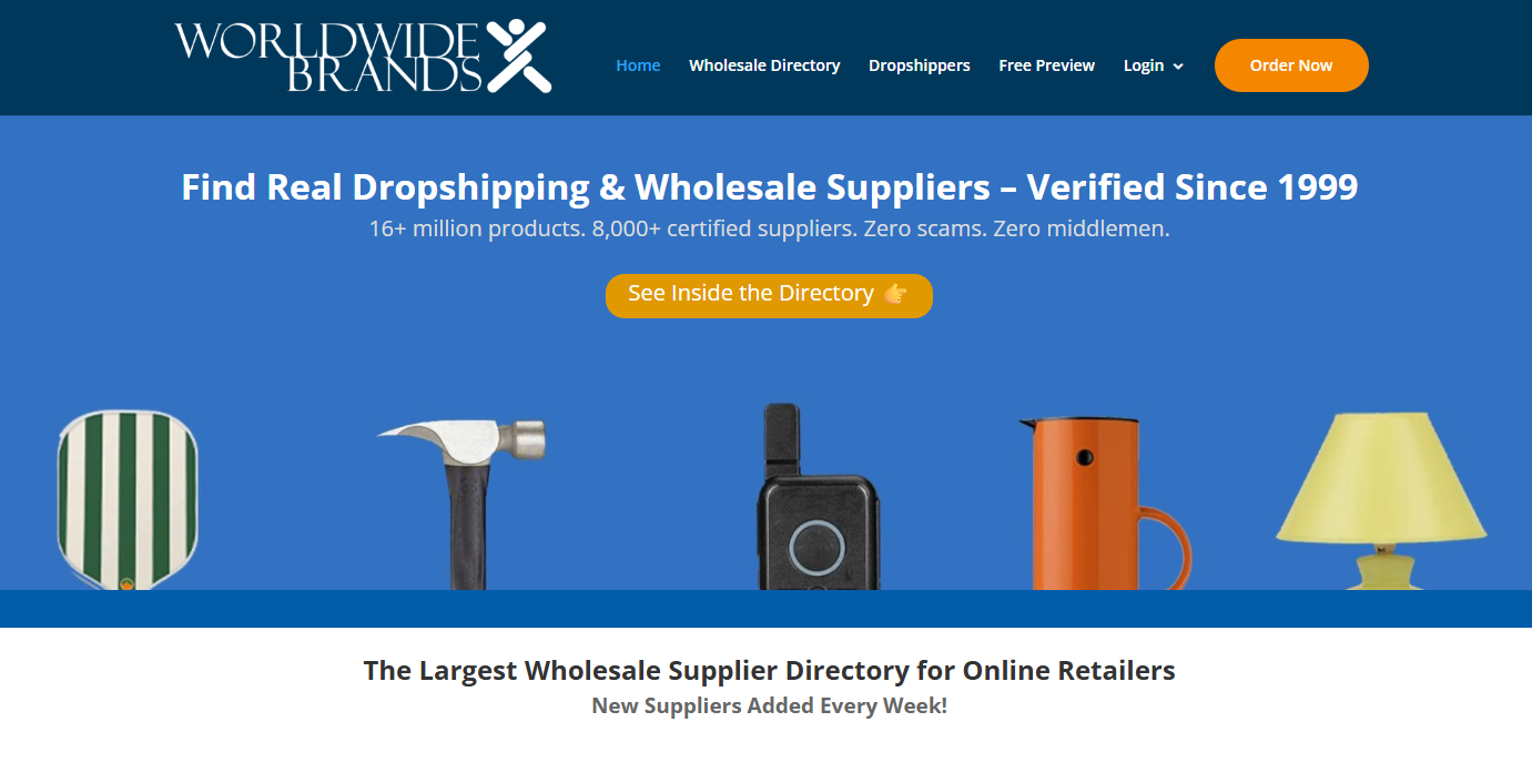 worldwide brands landing page screenshot