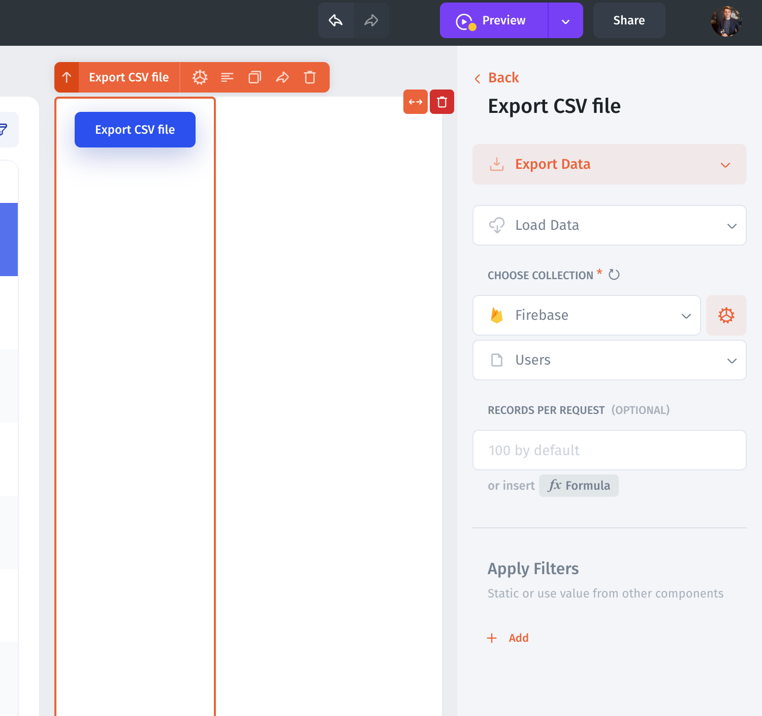 Export Firestore to CSV, JSON