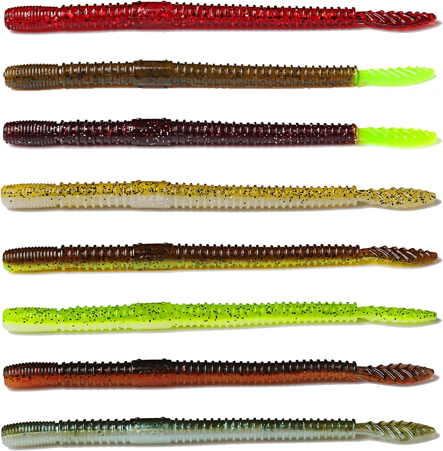 plastic worms with various colors