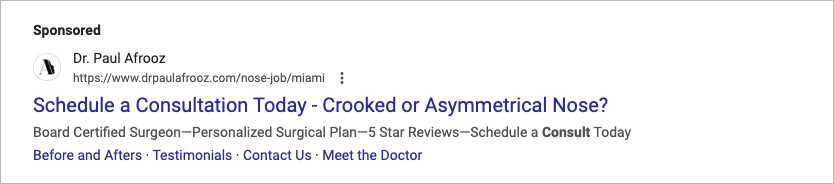 Google search PPC ad example