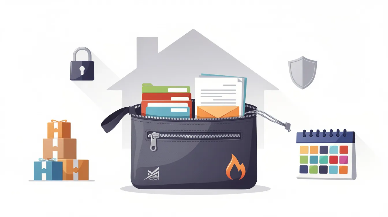 A fireproof document bag protecting important documents at home.