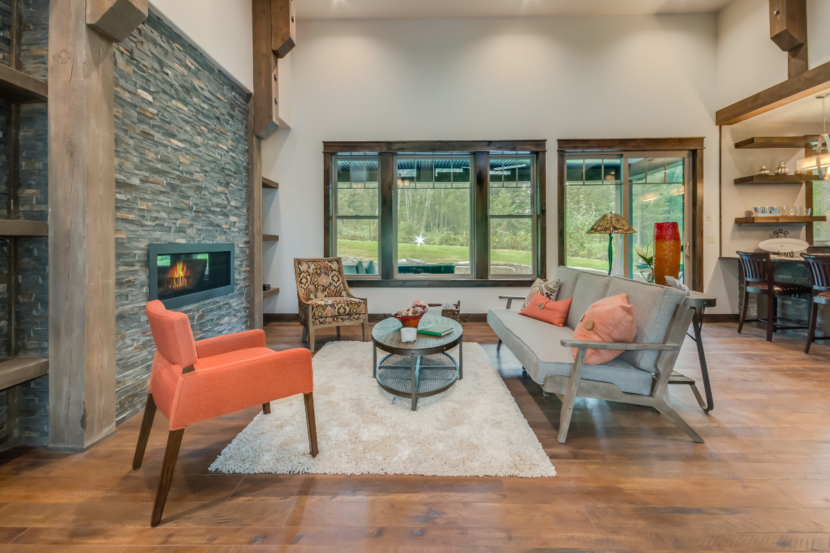 A beautifully designed mid century modern living room showcasing clean lines and functional furniture.