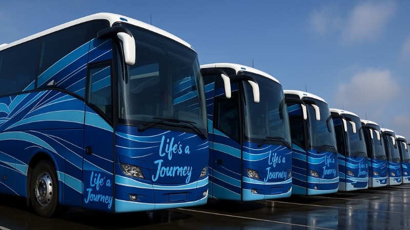 Uniformity in a fleet of bus achieved through bus wrap