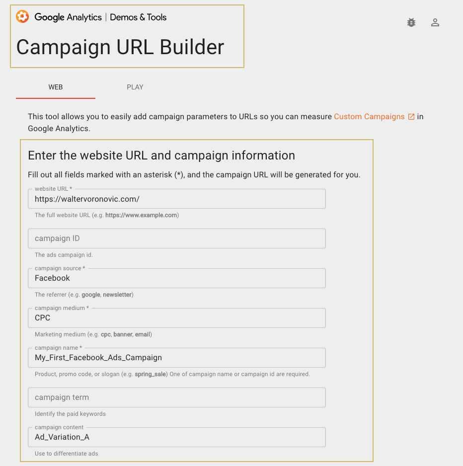 Campaign URL Builder tool