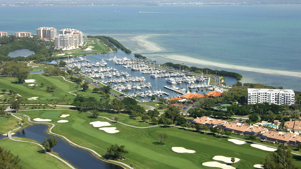 The Resort at Longboat Key Club Harbourside Course Bay Isles Moorings Aerial view-