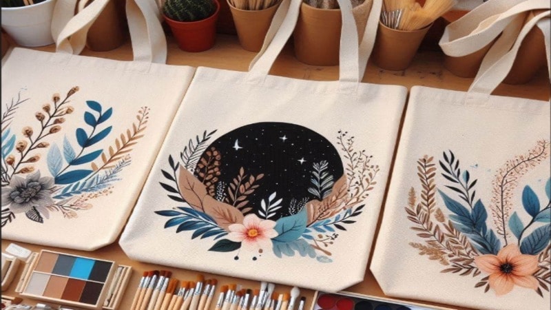 selling custom-painted tote bags