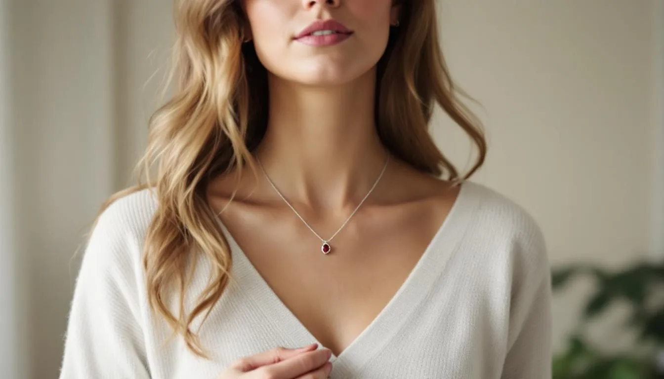 The image showcases an elegant display of January birthstone jewellery, featuring deep red garnet earrings and a statement ring set in white gold. The arrangement highlights the rich history and symbolism of garnets, often associated with love and protection, making them a perfect gift for birthdays or special occasions.
