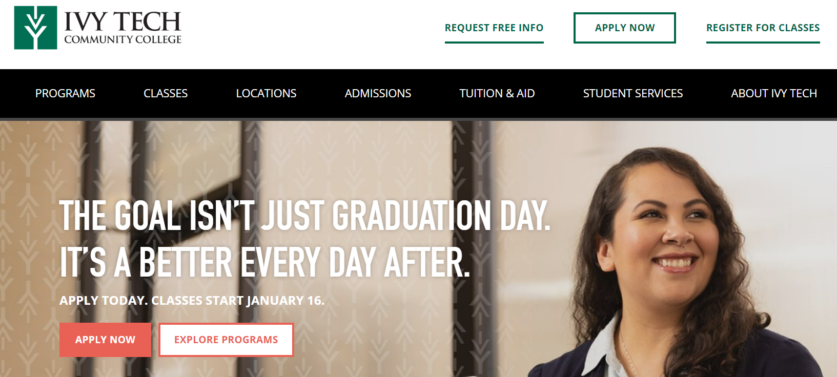 Ivy Tech Community College homepage