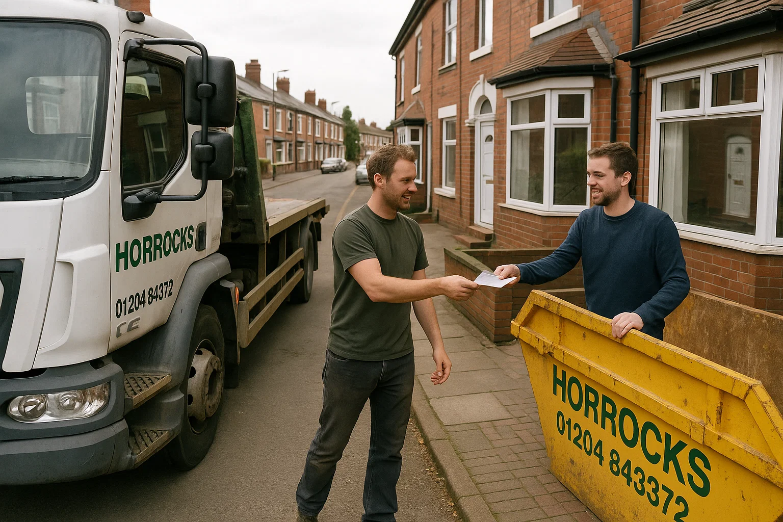 Horrocks team offering local skip hire with fast delivery and great service.