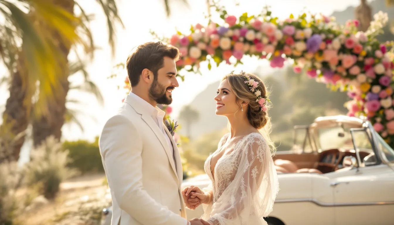 A scenic view of Phoenix Arizona with a wedding videographer capturing a couple's special moments.