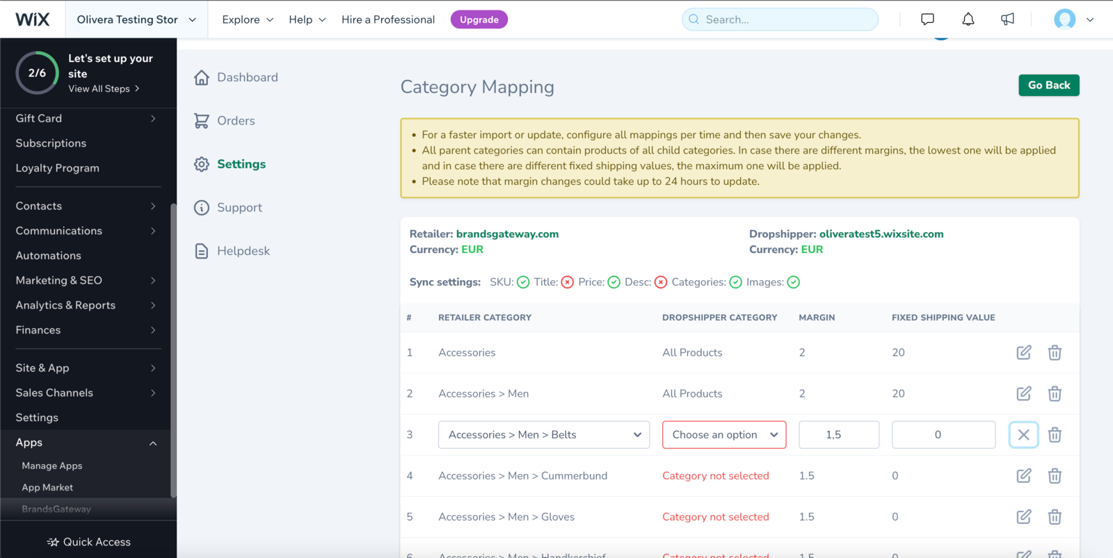 brandsgateway category  mapping