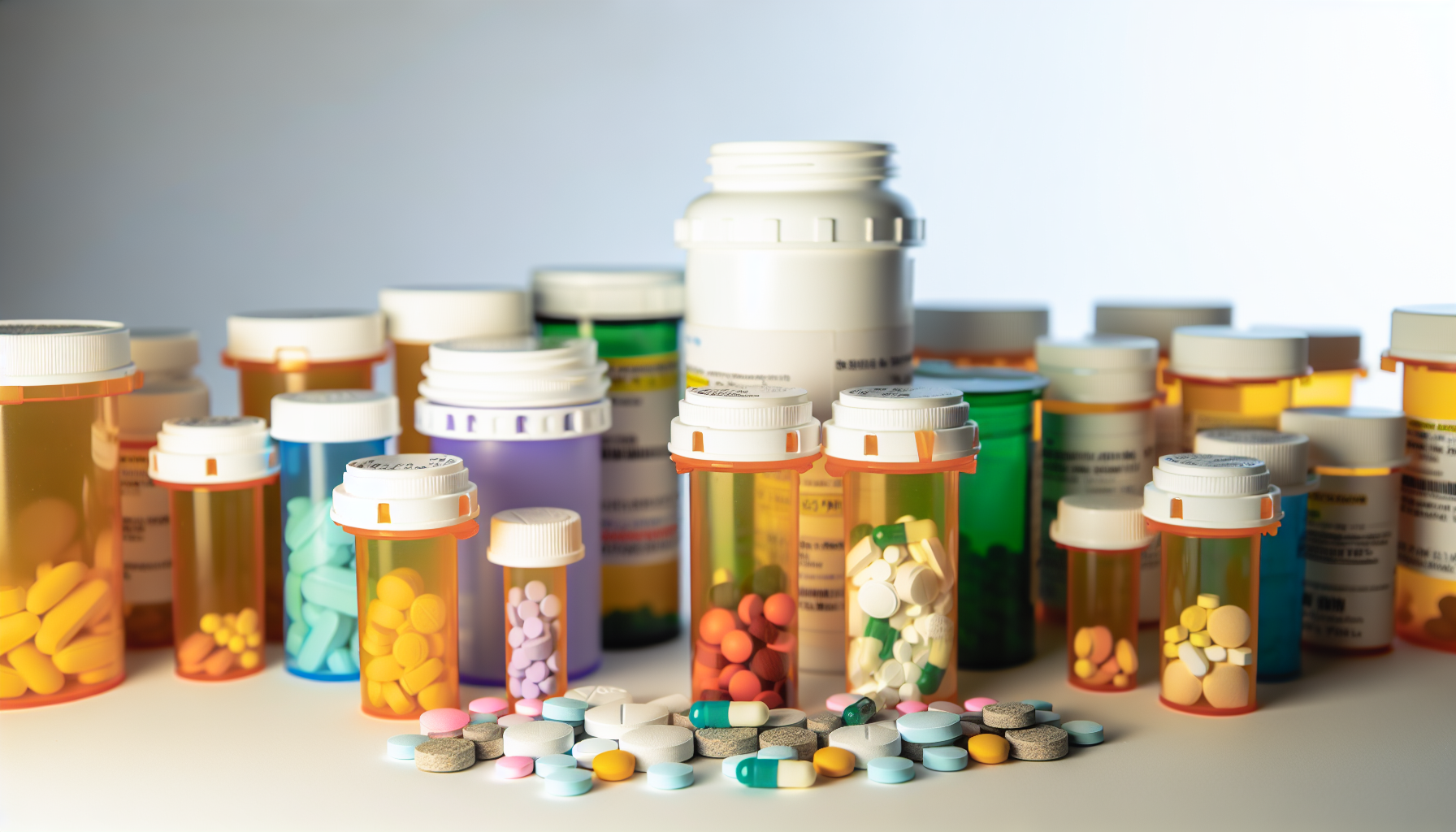 Various prescription drugs in pill bottles