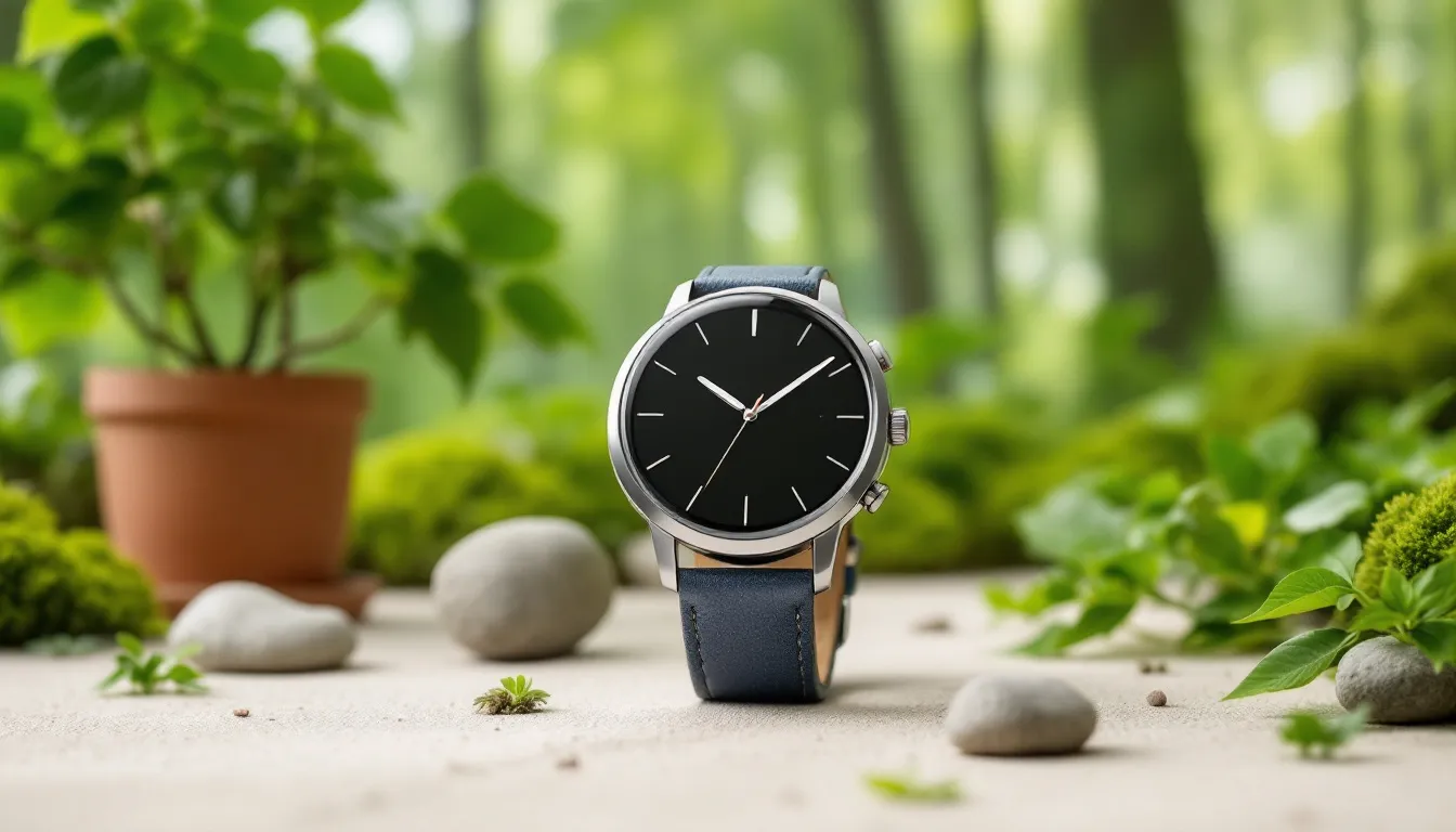 Eco-friendly lizard leather options displayed in a natural setting, emphasizing sustainability.