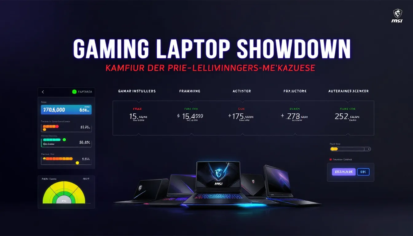 Vergleich der Preis-Leistungs-Verhältnisse von Gaming Laptops, einschließlich des MSI Katana.