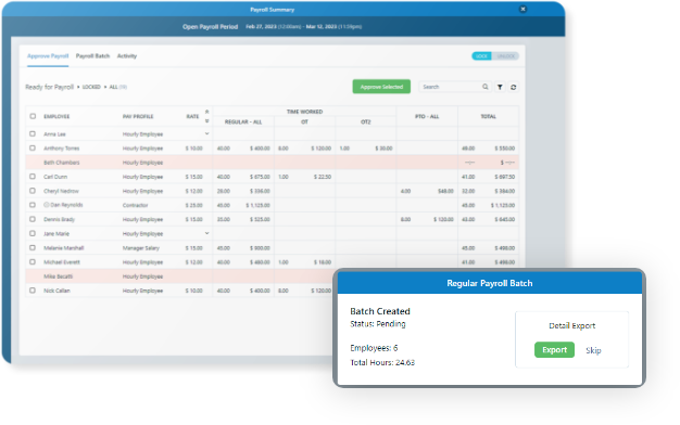 Chronotek Pro's payroll records are easy to maintain