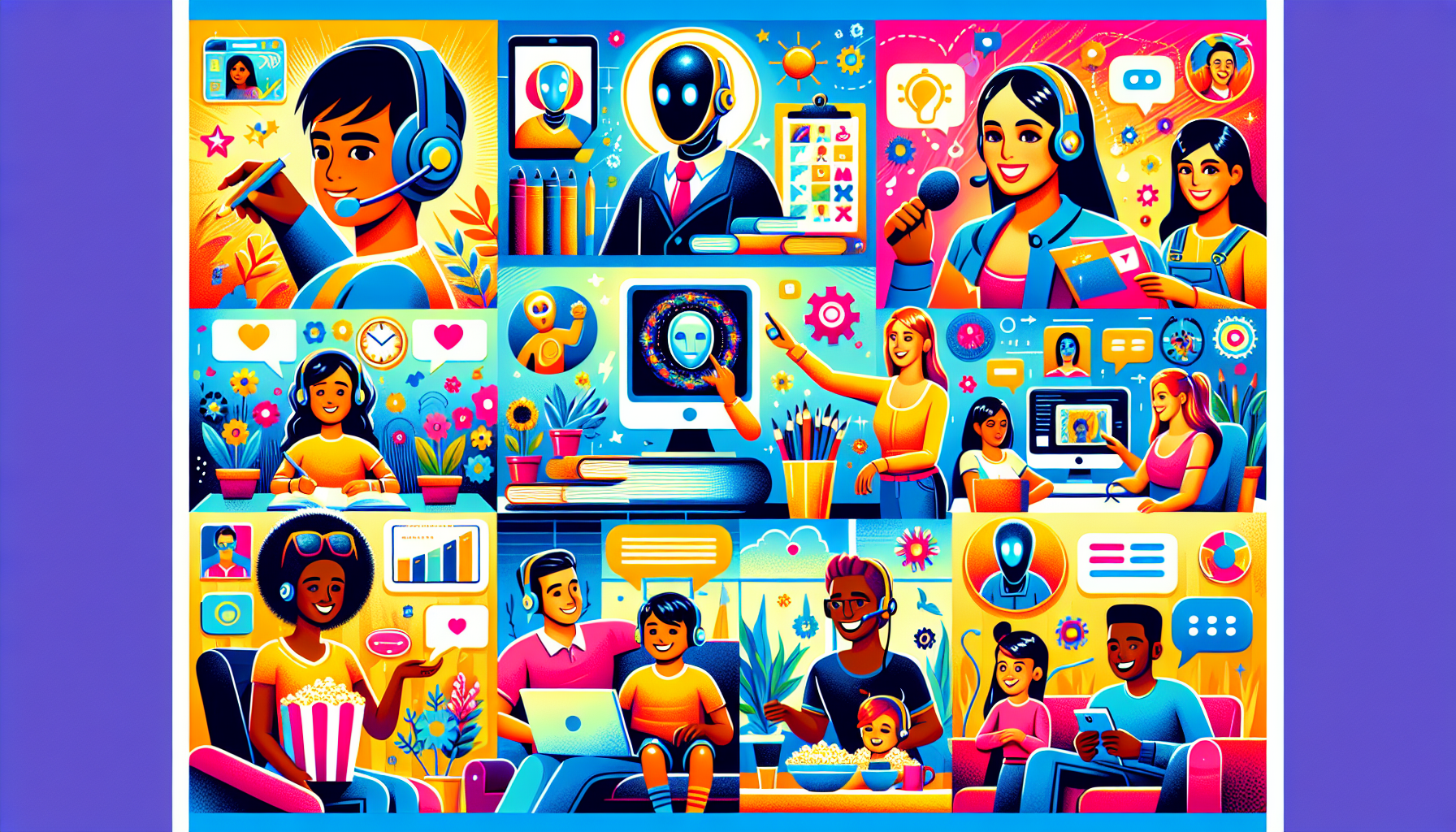 An illustration portraying diverse applications of AI avatars across different fields.