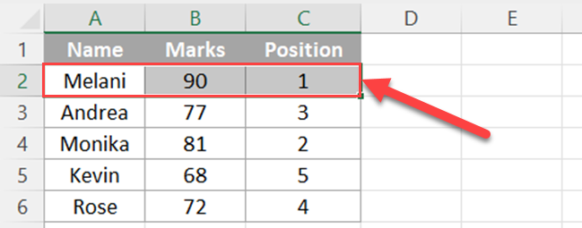 How to move rows in Excel using the drag and drop method
