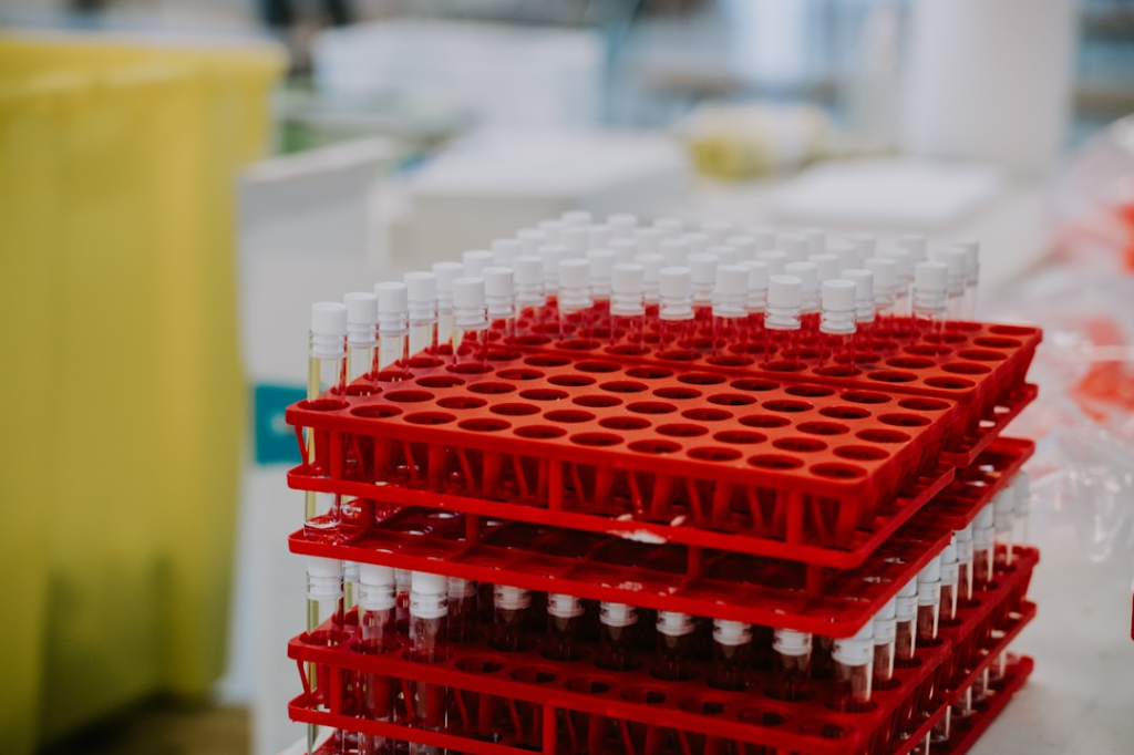 indoor air quality testing vials in a lab