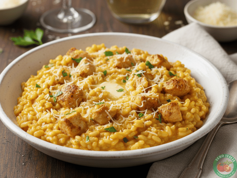 gotowe danie risotto z kurczakiem
