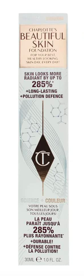 Charlotte Tilbury's Beautiful Skin Foundation providing a natural finish and hyaluronic acid for skin benefits