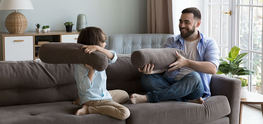 Bolster pillows fill empty space on your couch and provide excellent back support...and support for your next pillow fight with Dad.