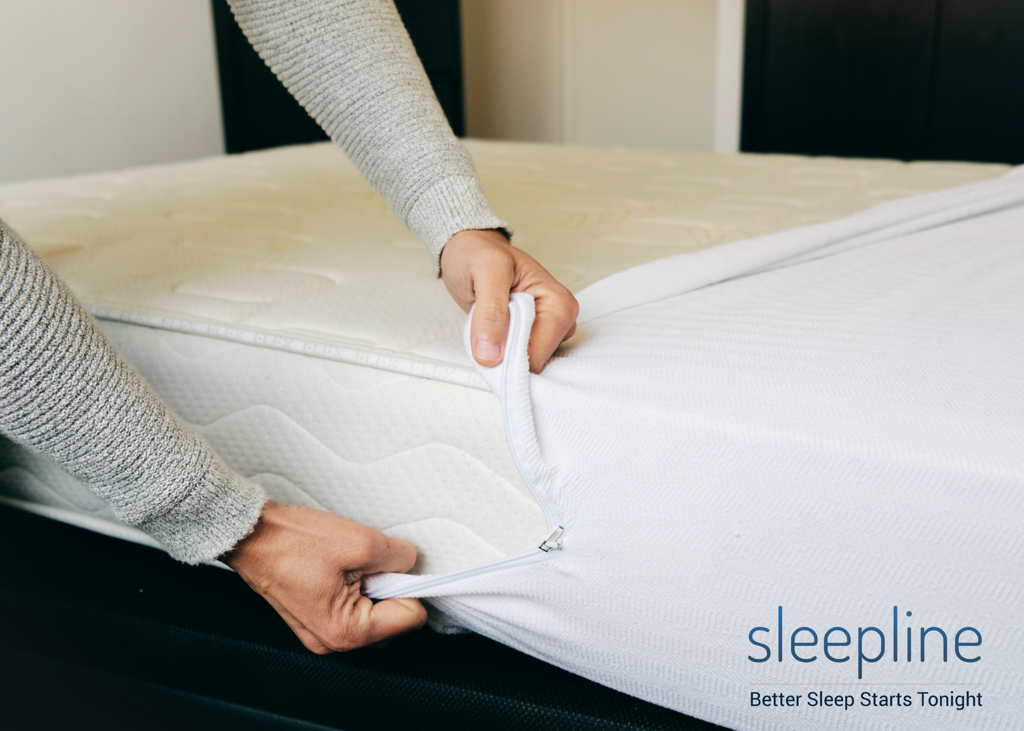 Putting a mattress cover on a mattress